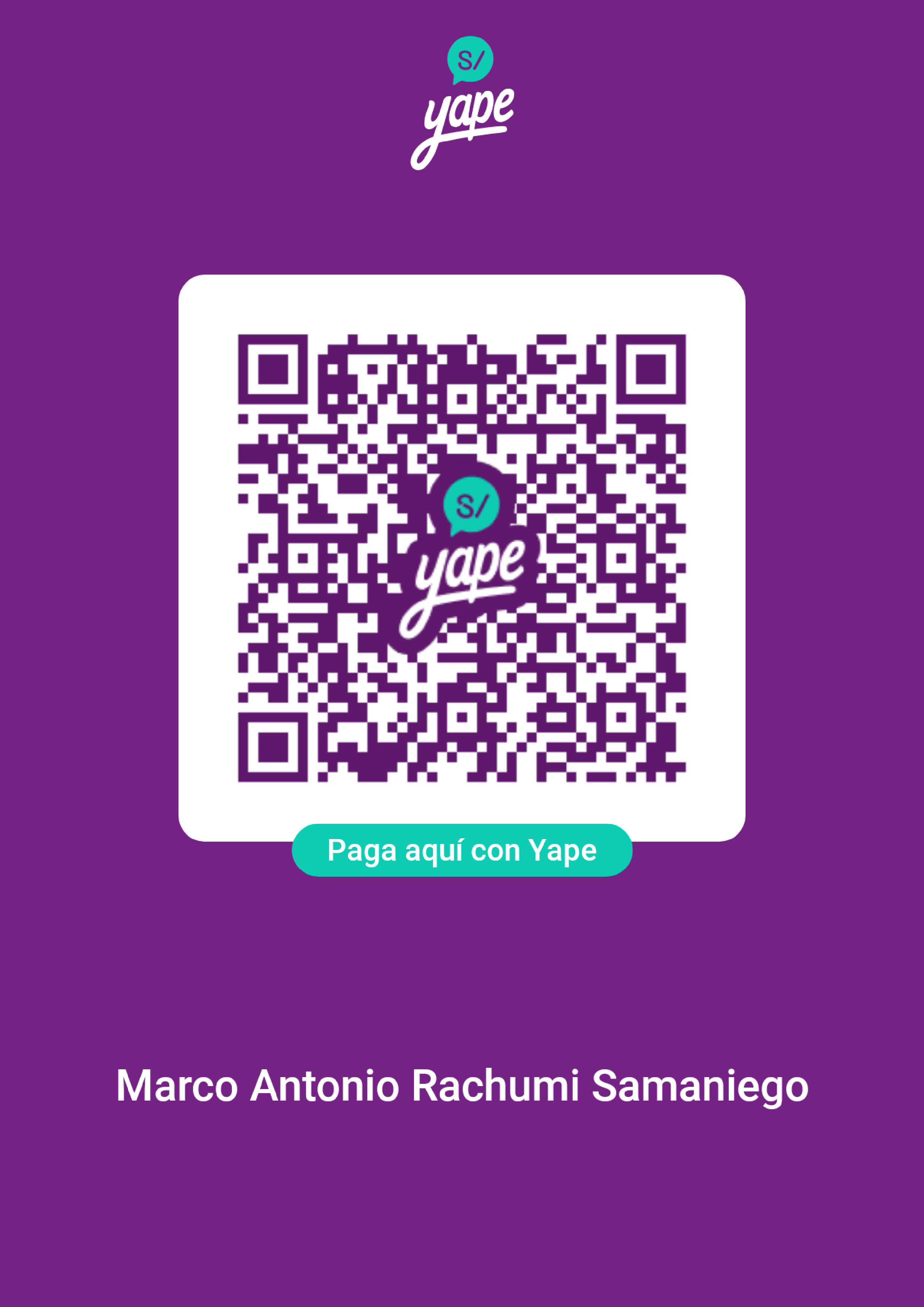 Código QR YAPE - Marco Antonio Rachumi Samaniego